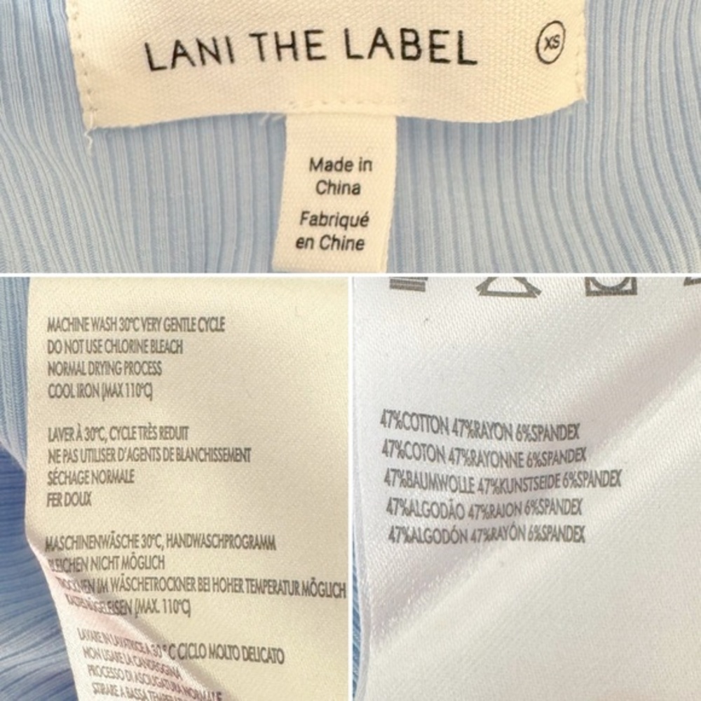 NWT Lani the Label baby blue ribbed back tie bodysuit XS‎ - Picture 6 of 7